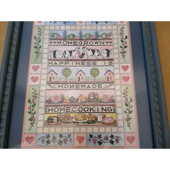 Homeco‎ Framed & Matted Art Print Home Cooking Hearts Farm Food Syroco Vtg Decor - Picture 3 of 16